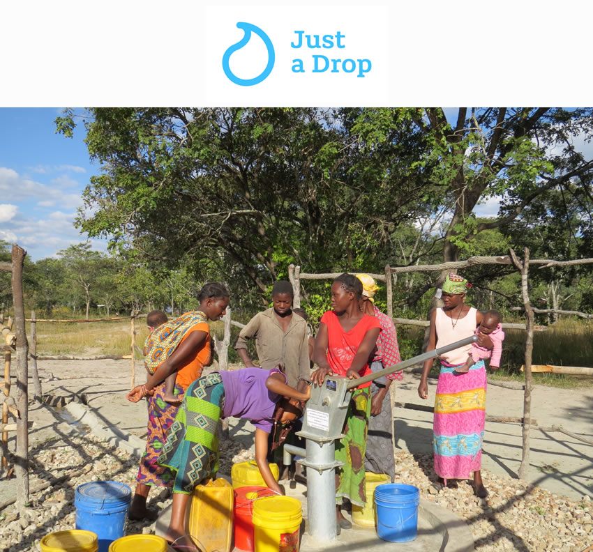 Just a drop logo and a community using a borehole